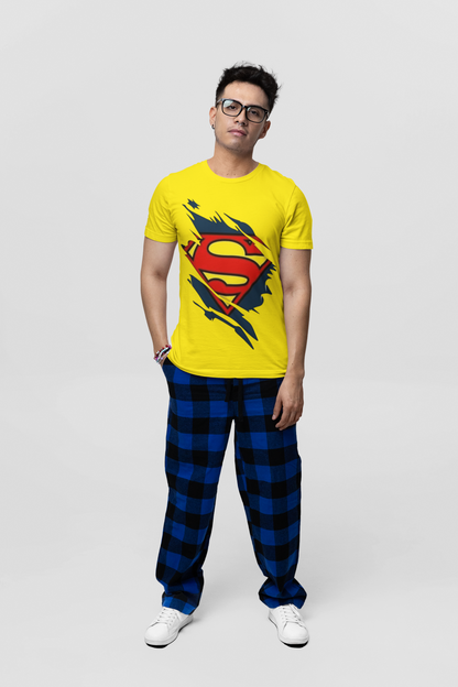Superman Logo Graphic Print Men’s T-Shirt – Superhero Cotton Casual Tee