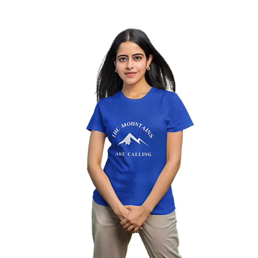 The Mountains Are Calling Graphic Print Women’s T-Shirt – Wanderlust Cotton Casual Tee