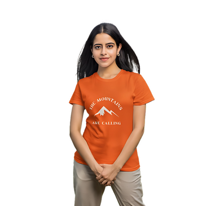 The Mountains Are Calling Graphic Print Women’s T-Shirt – Wanderlust Cotton Casual Tee
