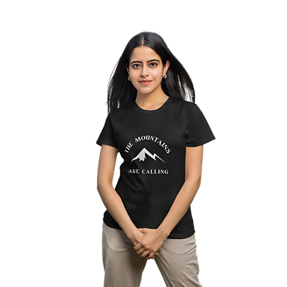 The Mountains Are Calling Graphic Print Women’s T-Shirt – Wanderlust Cotton Casual Tee