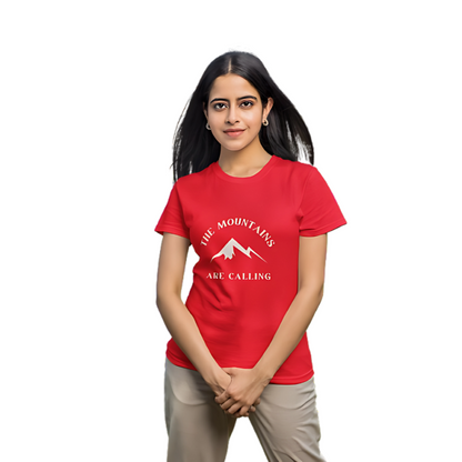 The Mountains Are Calling Graphic Print Women’s T-Shirt – Wanderlust Cotton Casual Tee
