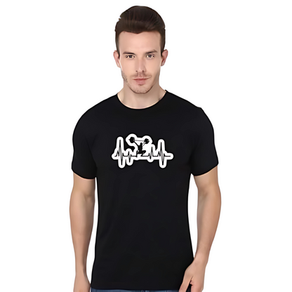 Gym Heartbeat Graphic Print Men’s T-Shirt – Fitness Cotton Casual Tee