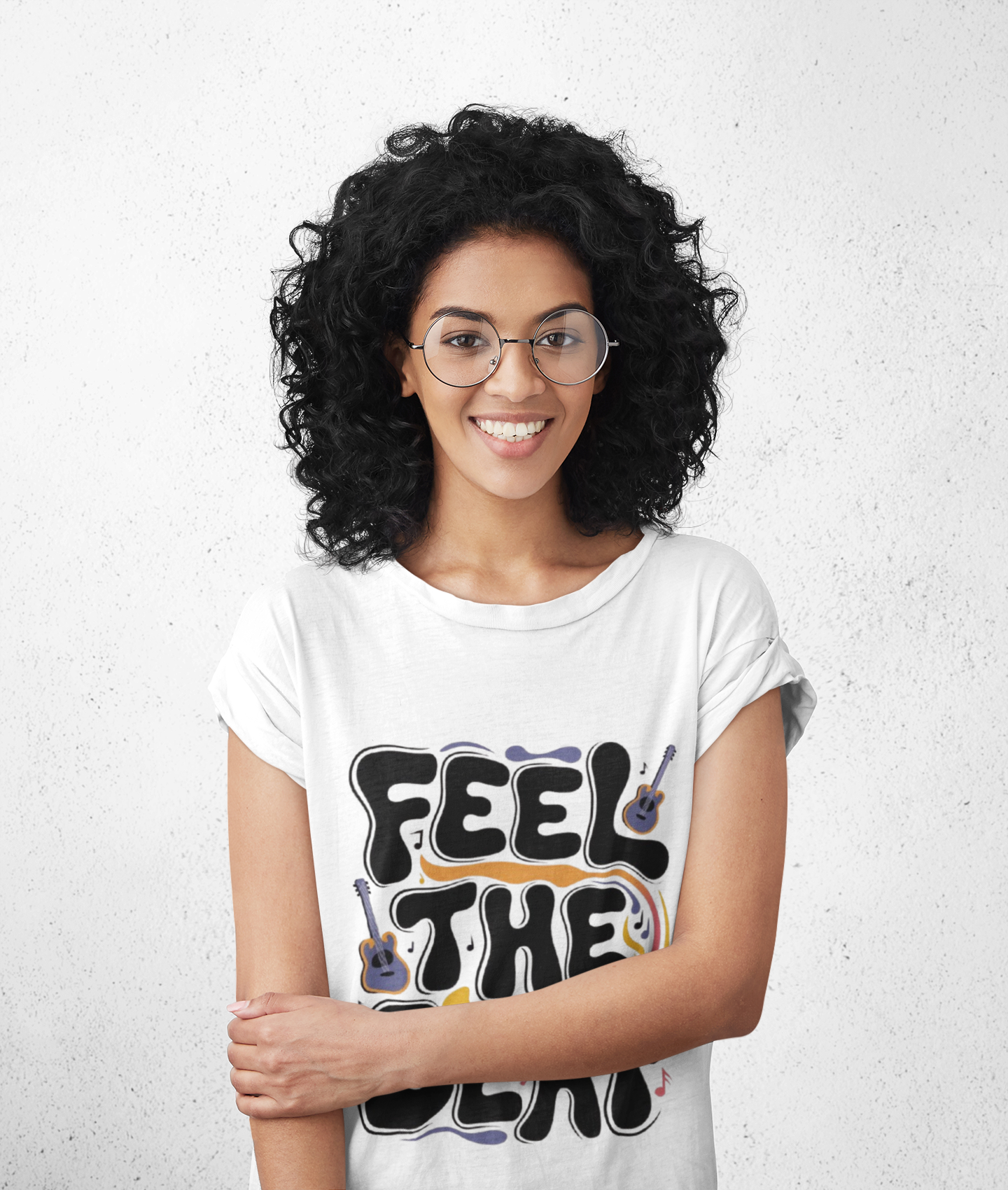 Feel The Beat Graphic Print Women’s T-Shirt – Casual Cotton Wear