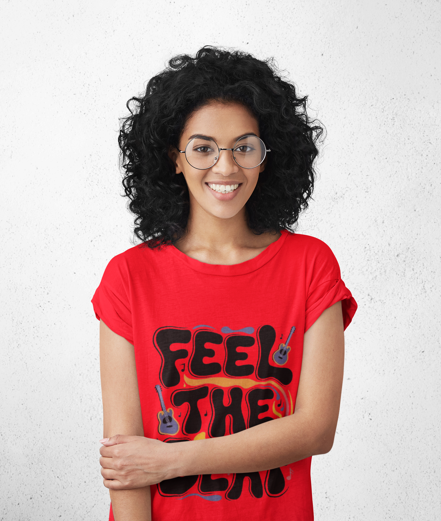 Feel The Beat Graphic Print Women’s T-Shirt – Casual Cotton Wear