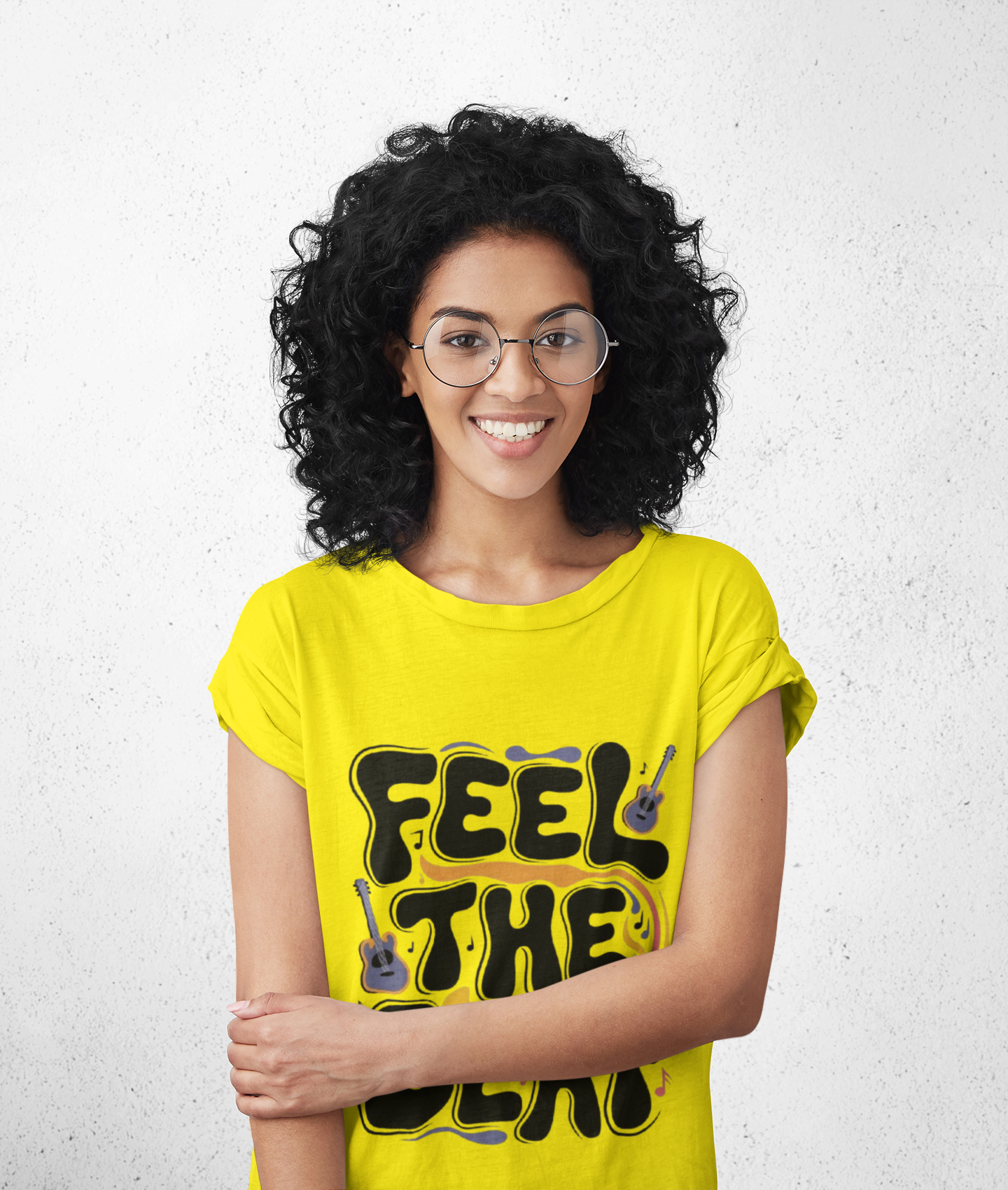 Feel The Beat Graphic Print Women’s T-Shirt – Casual Cotton Wear