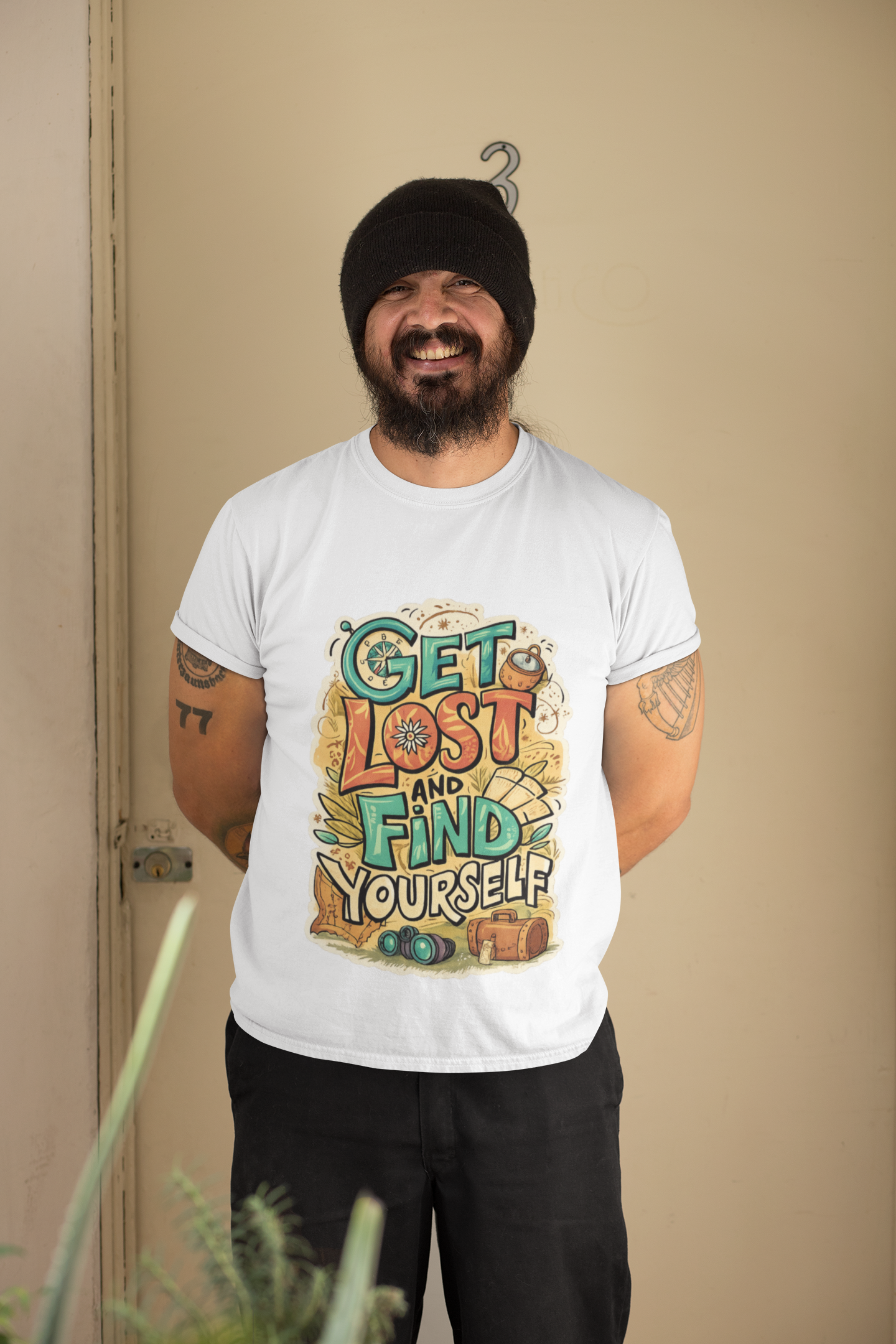 Pd Clori Get Lost & Find Yourself T-Shirt | Travel Motivational Graphic Tee for Men | Premium Cotton