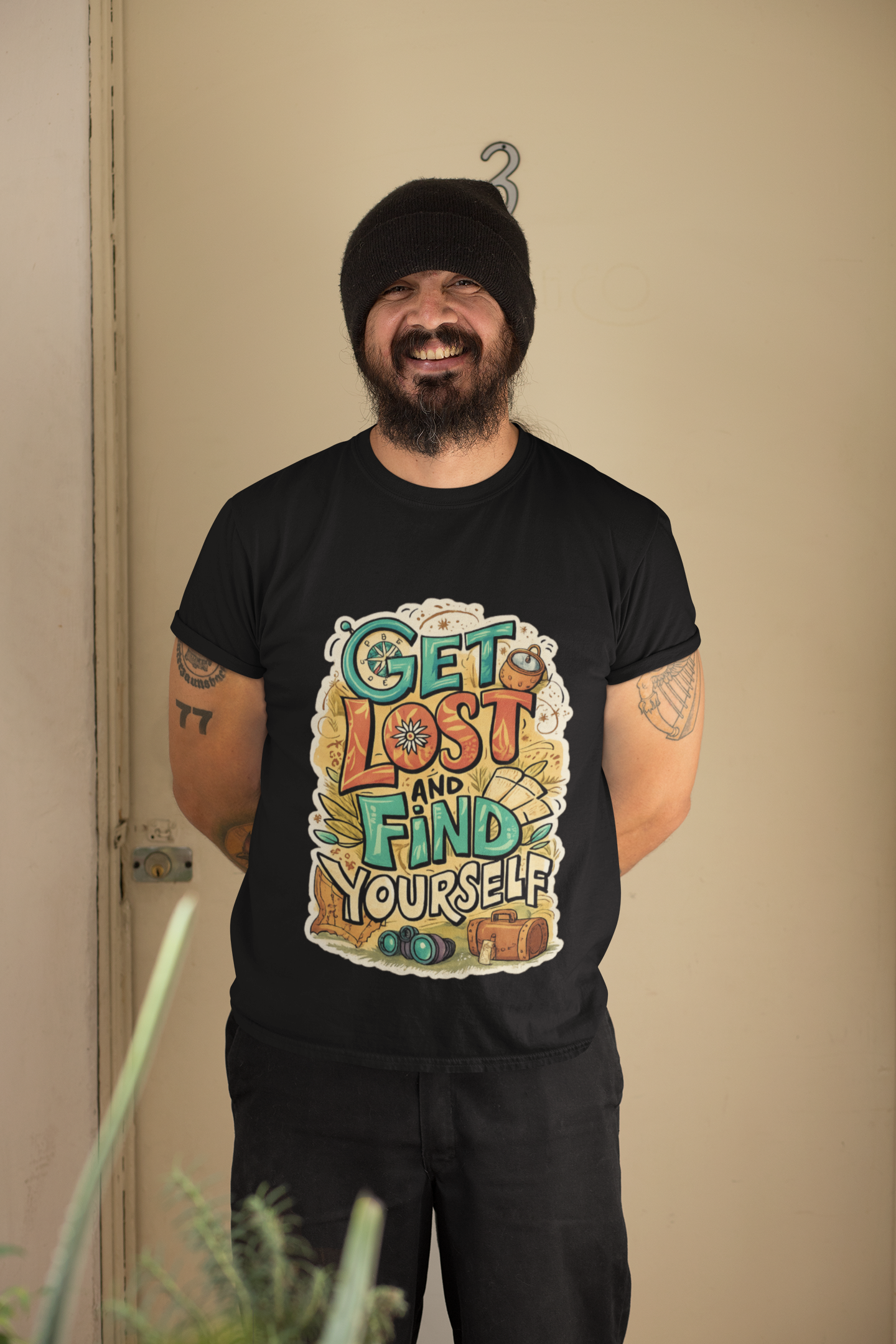Pd Clori Get Lost & Find Yourself T-Shirt | Travel Motivational Graphic Tee for Men | Premium Cotton