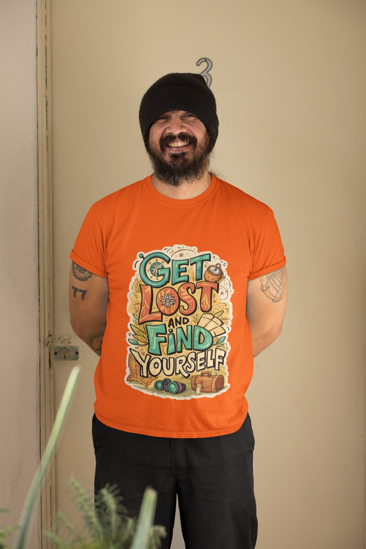 Pd Clori Get Lost & Find Yourself T-Shirt | Travel Motivational Graphic Tee for Men | Premium Cotton