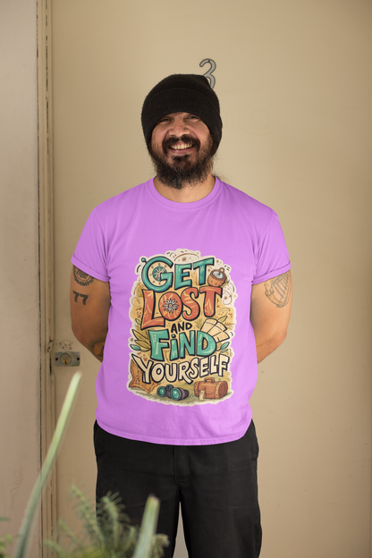 Pd Clori Get Lost & Find Yourself T-Shirt | Travel Motivational Graphic Tee for Men | Premium Cotton