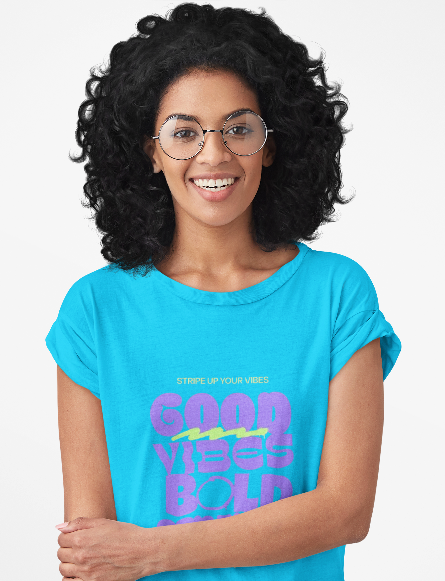 PD CLORI Women's Cotton Casual T-Shirt with "Good Vibes" Bold Graphic Print