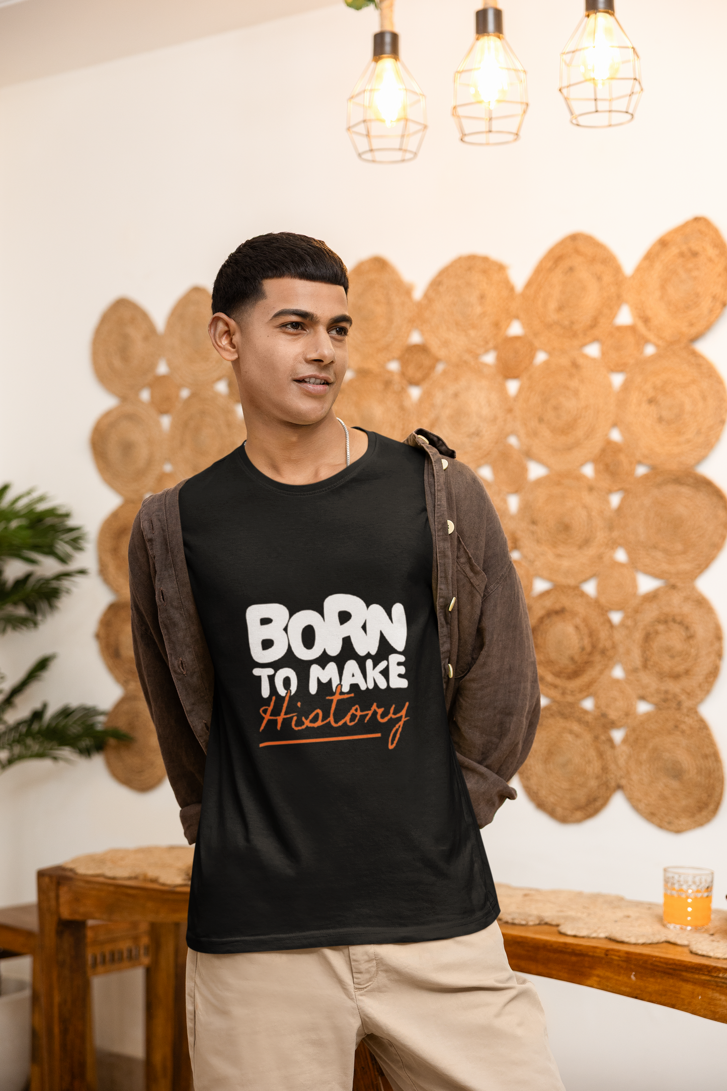 Born to Make History Graphic Print T-Shirt for Men – Casual Cotton Tee