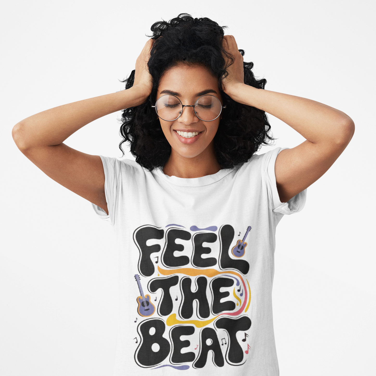 Feel The Beat Graphic Print Women’s T-Shirt – Casual Cotton Wear