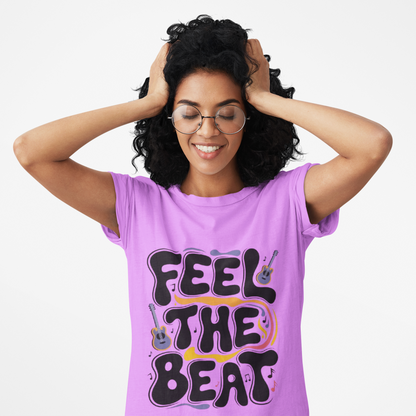 Feel The Beat Graphic Print Women’s T-Shirt – Casual Cotton Wear