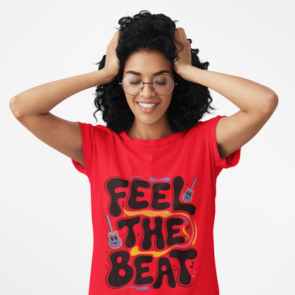Feel The Beat Graphic Print Women’s T-Shirt – Casual Cotton Wear