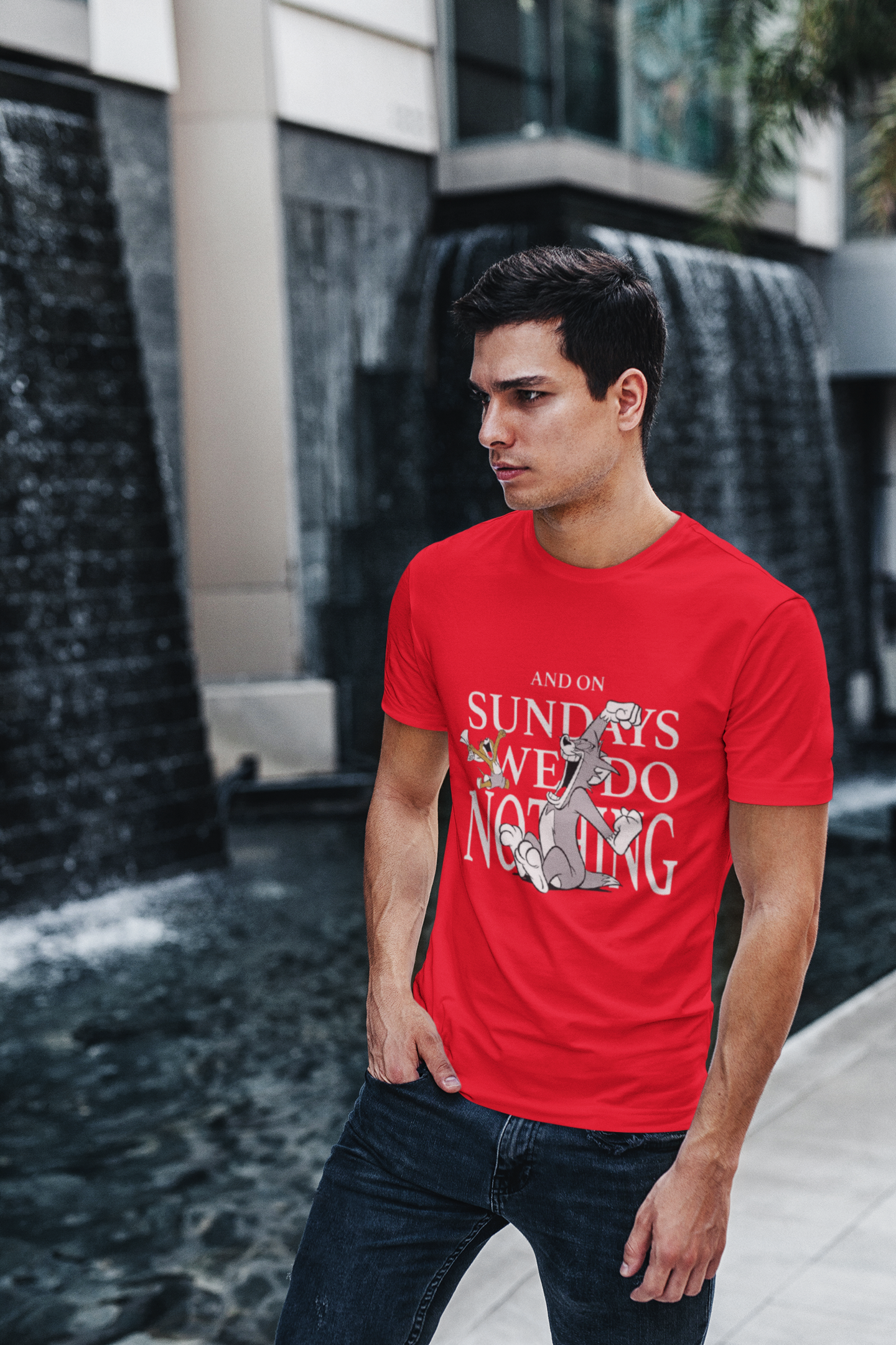 Sundays We Do Nothing Graphic T-Shirt, Black, Cotton Casual Wear