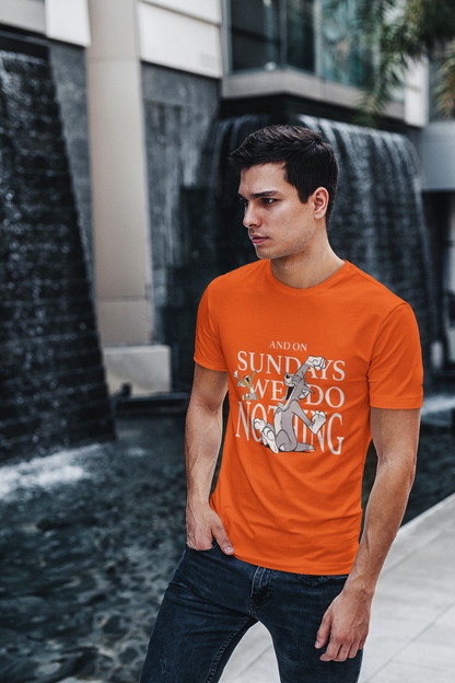 Sundays We Do Nothing Graphic T-Shirt, Black, Cotton Casual Wear