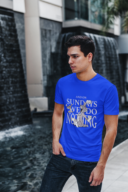 Sundays We Do Nothing Graphic T-Shirt, Black, Cotton Casual Wear