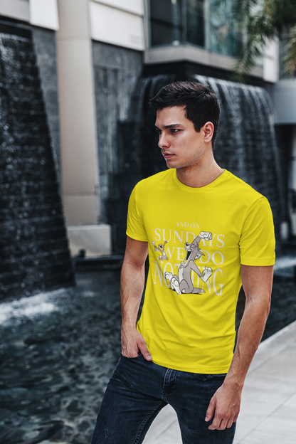 Sundays We Do Nothing Graphic T-Shirt, Black, Cotton Casual Wear