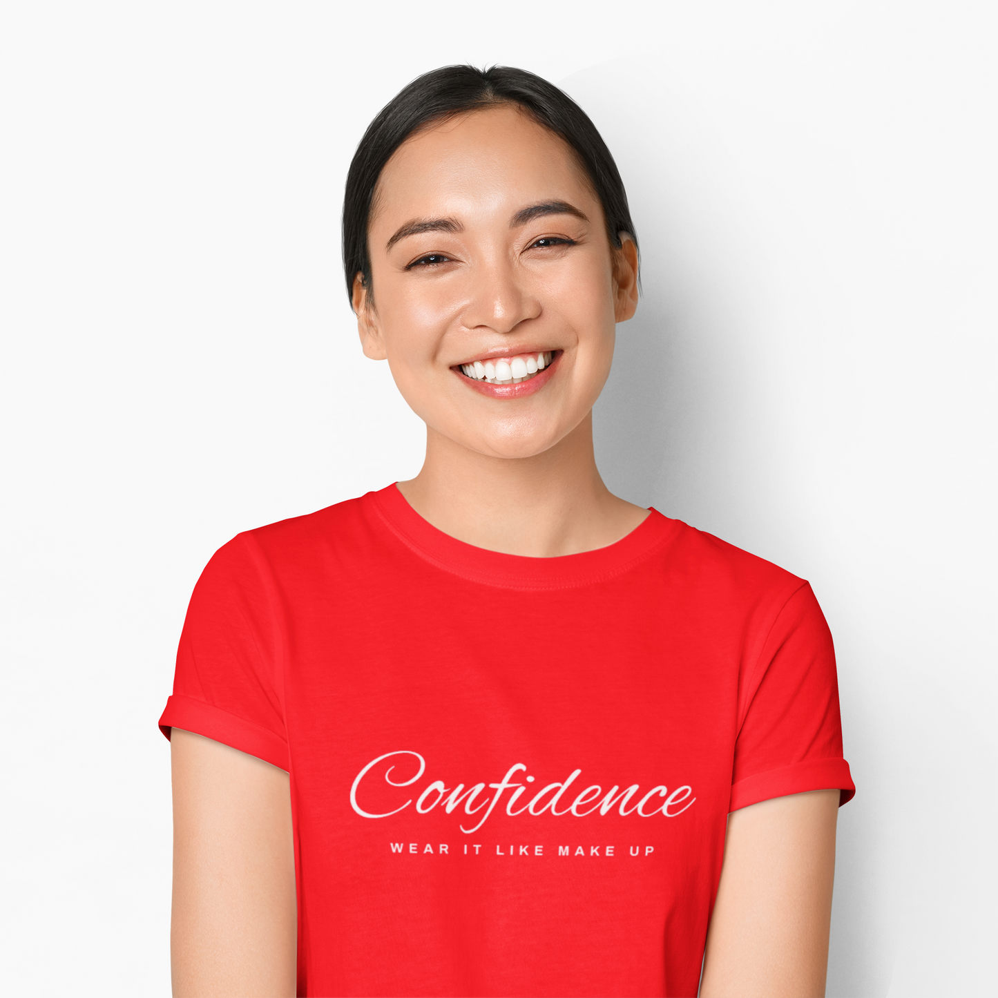 Pd Clori Confidence T-Shirt | Motivational Quote Tee | Minimal Aesthetic Red Cotton T-Shirt