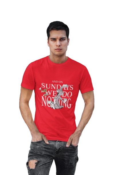 Sundays We Do Nothing Graphic T-Shirt, Black, Cotton Casual Wear