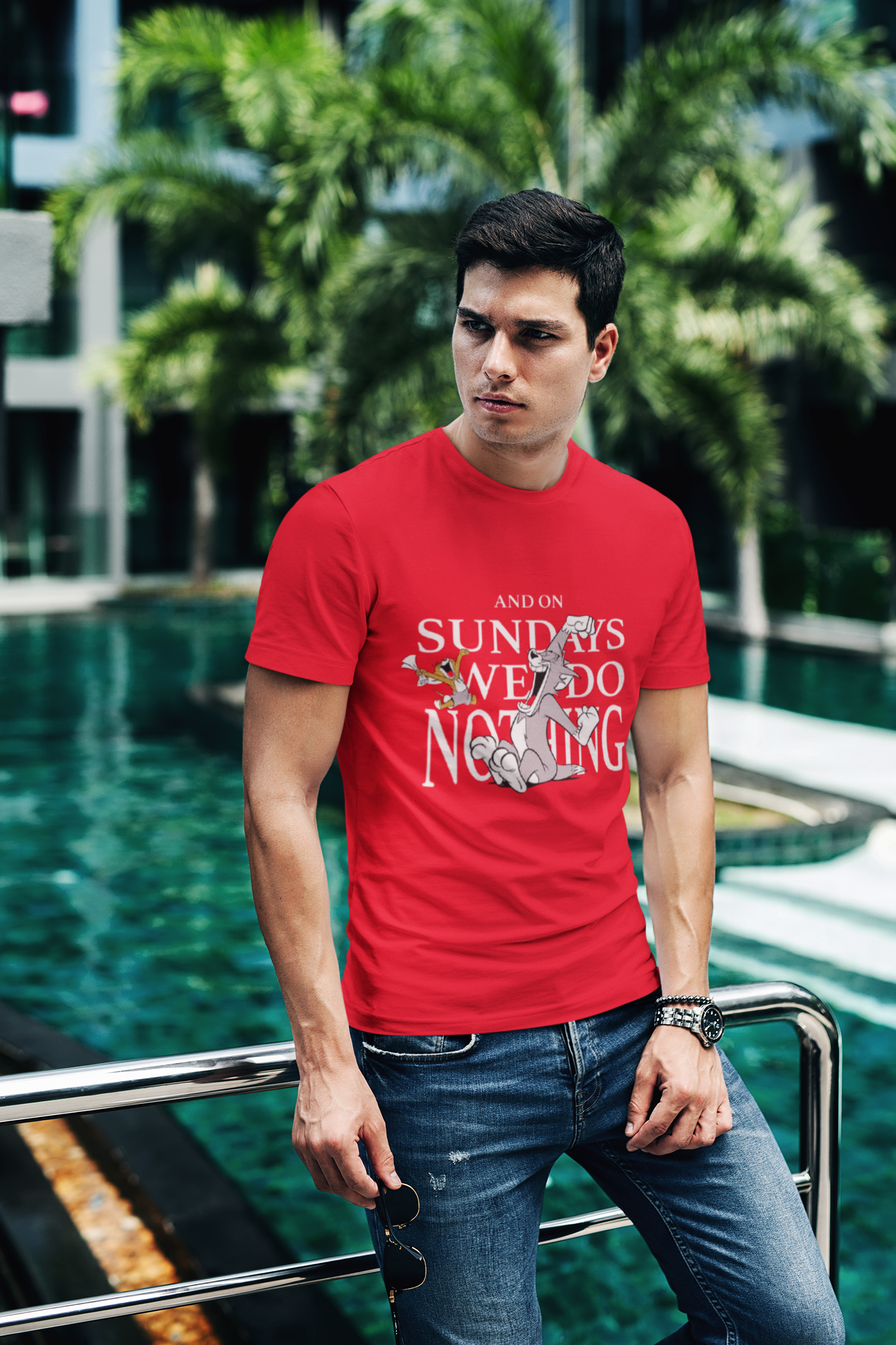 Sundays We Do Nothing Graphic T-Shirt, Black, Cotton Casual Wear
