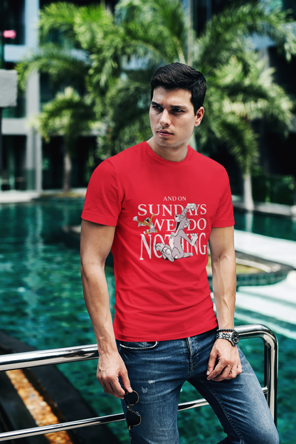 Sundays We Do Nothing Graphic T-Shirt, Black, Cotton Casual Wear
