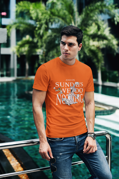 Sundays We Do Nothing Graphic T-Shirt, Black, Cotton Casual Wear
