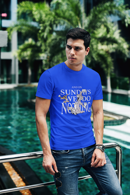 Sundays We Do Nothing Graphic T-Shirt, Black, Cotton Casual Wear