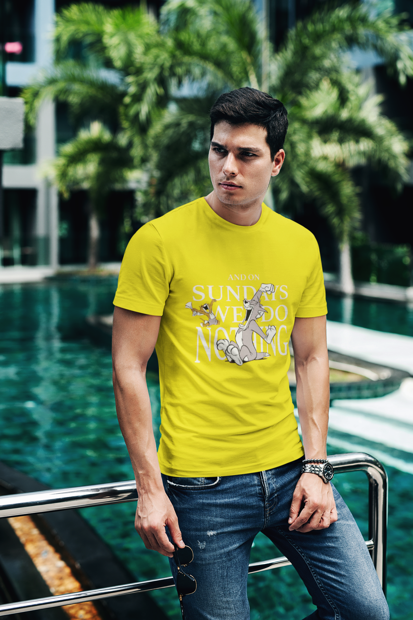 Sundays We Do Nothing Graphic T-Shirt, Black, Cotton Casual Wear