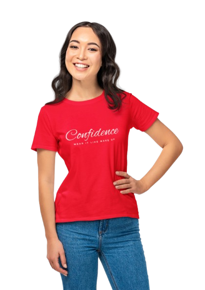 Pd Clori Confidence T-Shirt | Motivational Quote Tee | Minimal Aesthetic Red Cotton T-Shirt