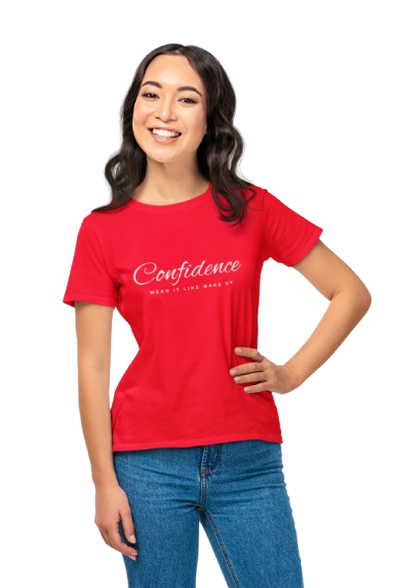 Pd Clori Confidence T-Shirt | Motivational Quote Tee | Minimal Aesthetic Red Cotton T-Shirt