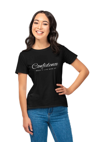 Pd Clori Confidence T-Shirt | Motivational Quote Tee | Minimal Aesthetic Red Cotton T-Shirt