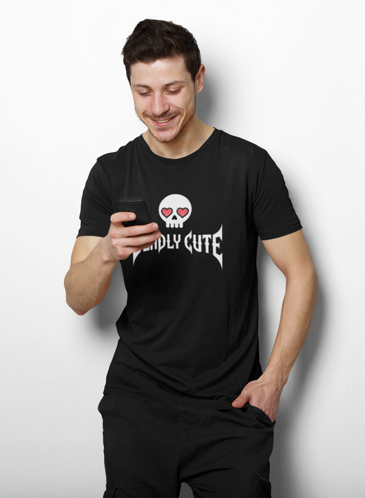 Pd Clori Deadly Cute Skull T-Shirt | Edgy Graphic Tee for Men | Black Cotton Streetwear