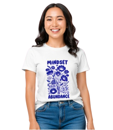 Mindset & Abundance Graphic T-Shirt for Women | Minimal Aesthetic Tee by Pd Clori