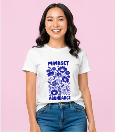 Mindset & Abundance Graphic T-Shirt for Women | Minimal Aesthetic Tee by Pd Clori