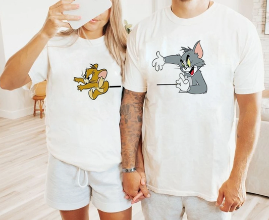 Tom & Jerry Matching Couple T-Shirts – Cute Cartoon Love Edition