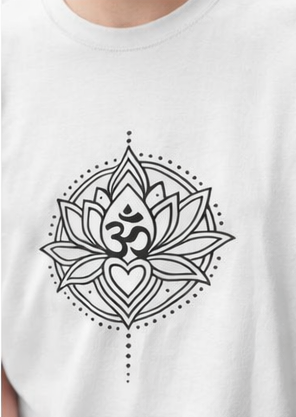 Pd Clori Lotus Mandala T-Shirt | Minimal Spiritual Graphic Tee | Premium White Cotton T-Shirt for Women