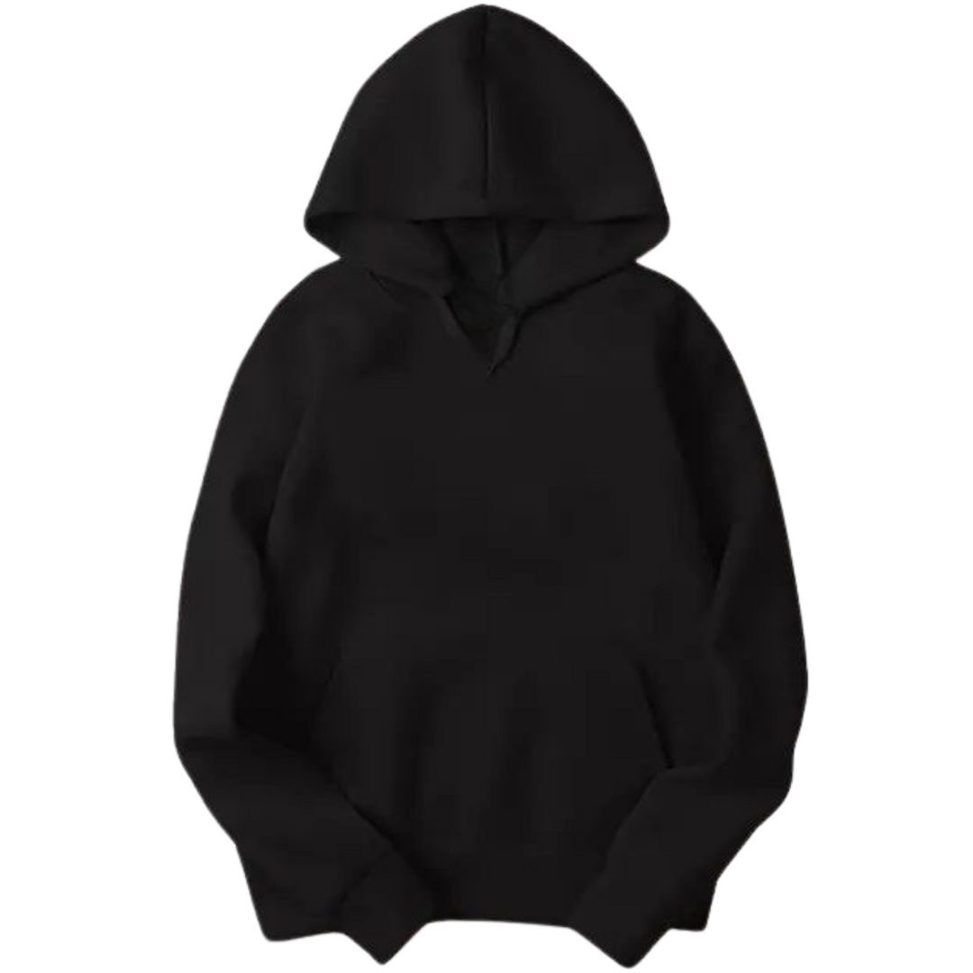 Plain Solid Cotton Hooded Sweatshirt - Clori